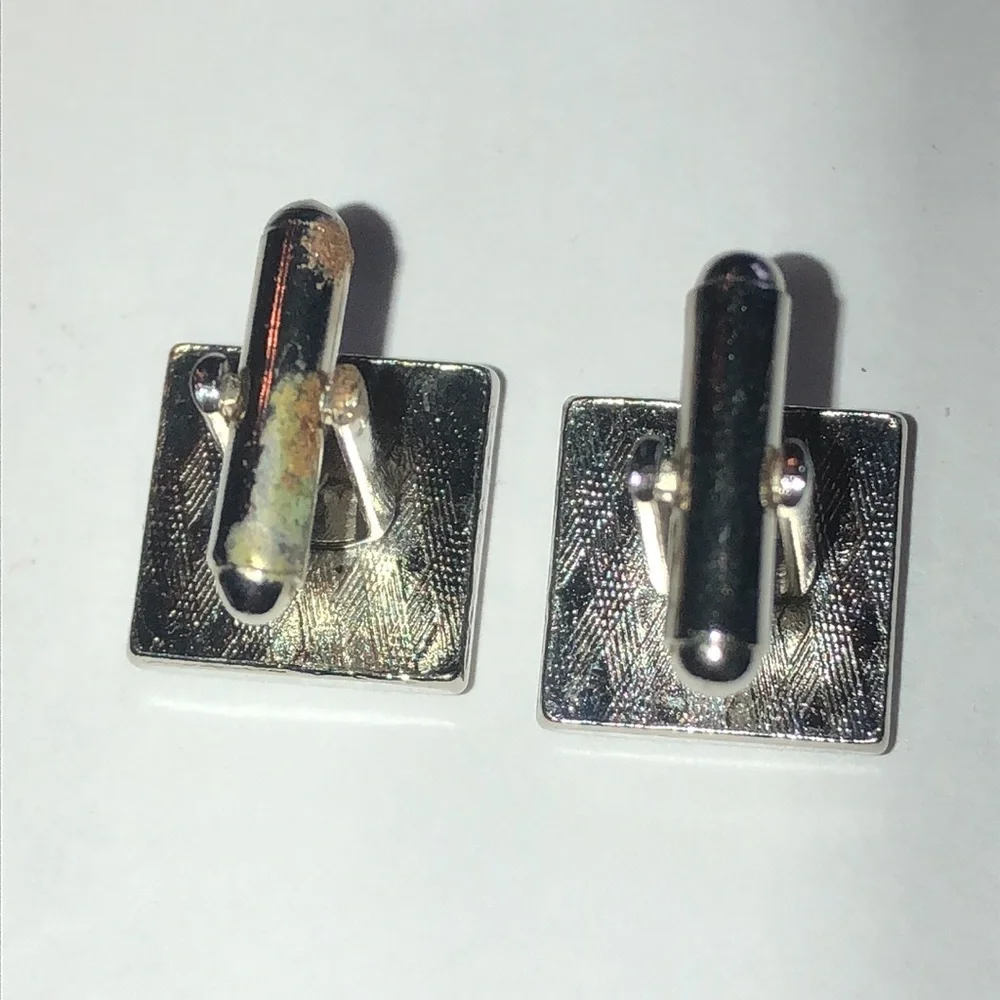 Silver Tone and Blue Moon Glow Square Cufflinks
